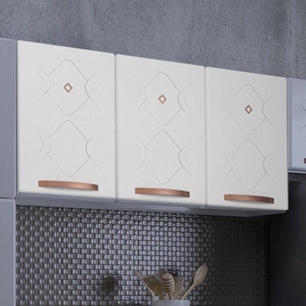 Armário De Cozinha Aéreo Triplo Em Aço 3 Portas Mirage New  B