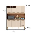 Armário De Cozinha Alice 1,57m Com 7 Portas Amêndoa Off White