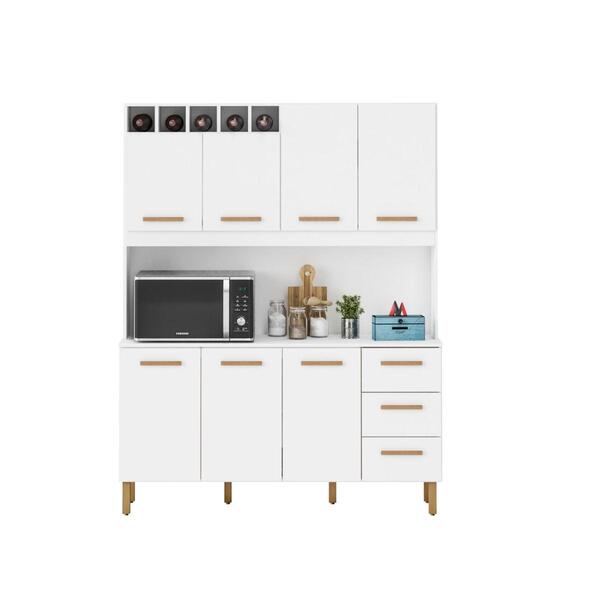 Armário De Cozinha Alice 1,57m Com 7 Portas Branco