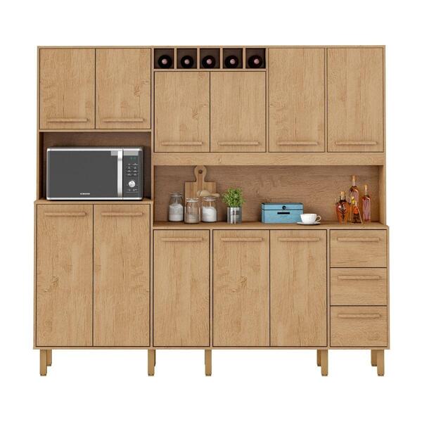 Armário De Cozinha Amanda 11 Portas 2,12mt Amêndoa