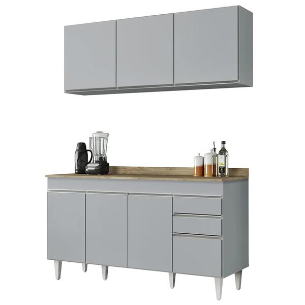 Armário De Cozinha Argélia E Balcão Com Tampo 150cm Marrocos