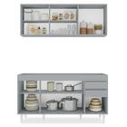 Armário De Cozinha Argélia E Balcão Gabinete 150cm Sem Tampo