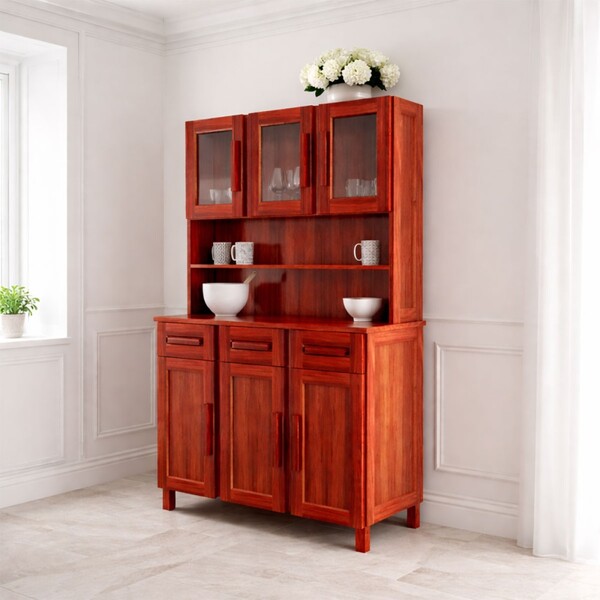 Armário De Cozinha Bahia 6 Portas 3 Gavetas Com Vidro Mel - R