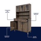 Armário De Cozinha Bahia 6 Portas 3 Gavetas Com Vidro Natural