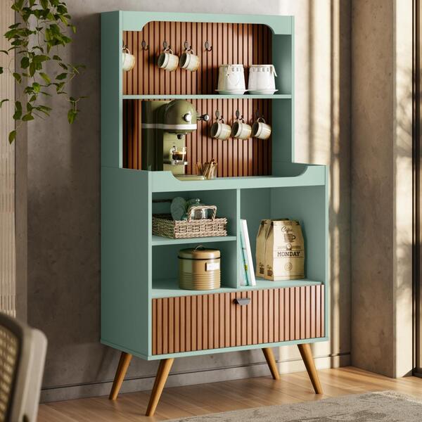 Armário De Cozinha Cantinho Do Café Retrô Porta Basculante E