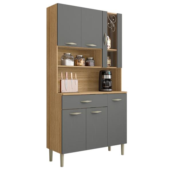 Armário De Cozinha Com 1 Gaveta Milão Freijó Gris