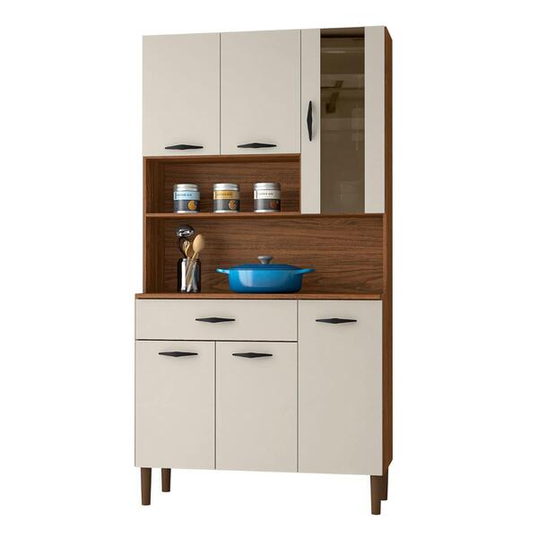 Armário De Cozinha Com 6 Portas Roma Nogueria Off White