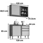 Armário De Cozinha Com Balcão Completo 2 Peças Perola Salleto