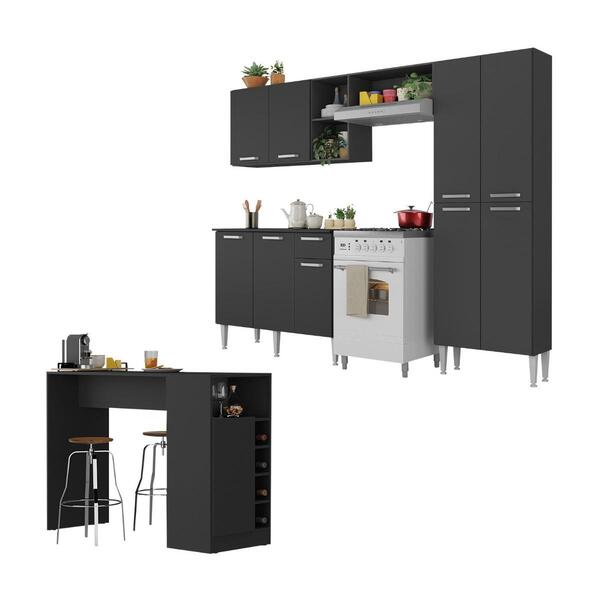Armário De Cozinha Com Mesa Gourmet Pequim Multimóveis Mp2205