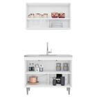 Armário De Cozinha Com Nichos Cp01 Com Pia 100cm Z34 Branco -