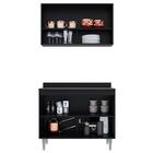 Armário De Cozinha Com Nichos Cp01 Com Tampo 100cm Z34 Preto