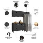 Armário De Cozinha Com Tampo Cp03 190cm Pérola Preto Z34