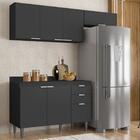 Armário De Cozinha Com Tampo Cp03 190cm Pérola Preto Z34