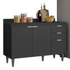 Armário De Cozinha Com Tampo Cp03 190cm Pérola Preto Z34