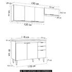 Armário De Cozinha Com Tampo Cp03 190cm Pérola Preto Z34