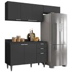 Armário De Cozinha Com Tampo Cp03 190cm Pérola Preto Z34