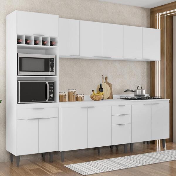 Armário De Cozinha Com Tampo Cp05 260cm Pérola Branco Z34