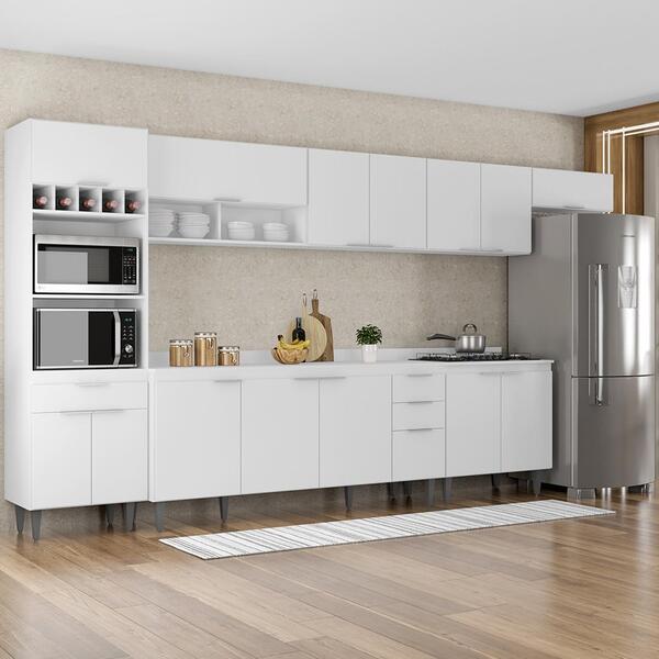 Armário De Cozinha Com Tampo Cp06 390cm Pérola Branco Z34