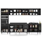 Armário De Cozinha Com Tampo Cp07 310cm Pérola Preto Z34 - Mp