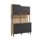 Armário De Cozinha Com Tampo Kit 185 Maori Gralar Mel Grafite