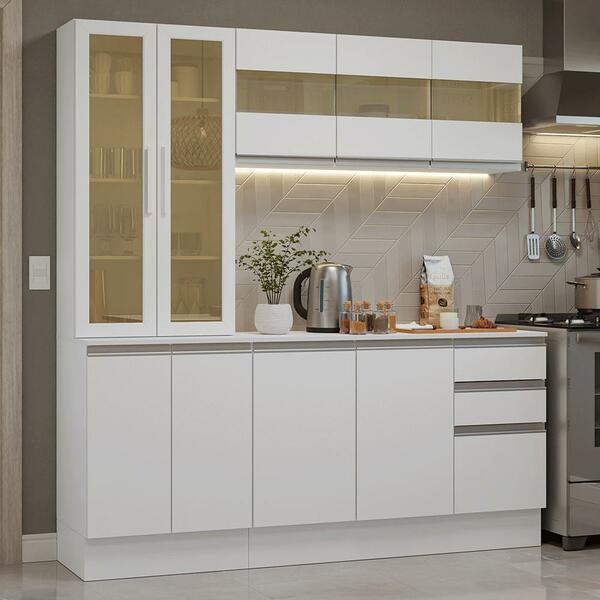 Armário De Cozinha Compacta 100% Mdf 180 Cm Branco Smart Made