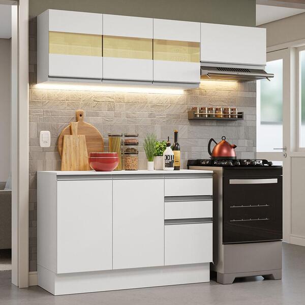 Armário De Cozinha Compacta 100% Mdf 180cm Branco Smart Mades