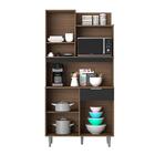 Armário De Cozinha Compacta 100% Mdf Carvalho Grafite Julia P