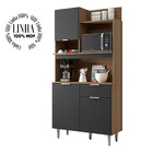 Armário De Cozinha Compacta 100% Mdf Carvalho Grafite Julia P