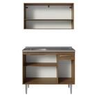 Armário De Cozinha Compacta 105cm Com Pia Rustic/cinza Emilly