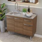 Armário De Cozinha Compacta 105cm Com Pia Rustic/cinza Emilly