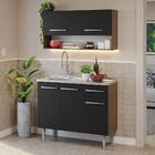 Armário De Cozinha Compacta 105cm Com Pia Rustic/preto Emilly