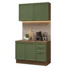Armário De Cozinha Compacta 120 Cm Rustic/verde Vik Madesa 01