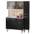 Armário De Cozinha Compacta 137cm Com Pia Rustic/preto Emilly