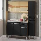 Armário De Cozinha Compacta 137cm Com Pia Rustic/preto Emilly