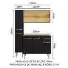 Armário De Cozinha Compacta 137cm Rustic/preto Emilly Madesa