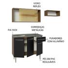 Armário De Cozinha Compacta 165cm Com Pia Rustic/preto Emilly