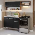 Armário De Cozinha Compacta 165cm Com Pia Rustic/preto Emilly