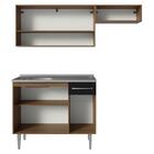 Armário De Cozinha Compacta 165cm Com Pia Rustic/preto Emilly