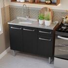 Armário De Cozinha Compacta 165cm Com Pia Rustic/preto Emilly