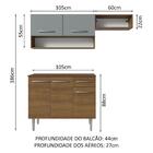 Armário De Cozinha Compacta 165cm Rustic/cinza Emilly Madesa