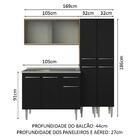 Armário De Cozinha Compacta 169cm Com Pia Rustic/preto Emilly