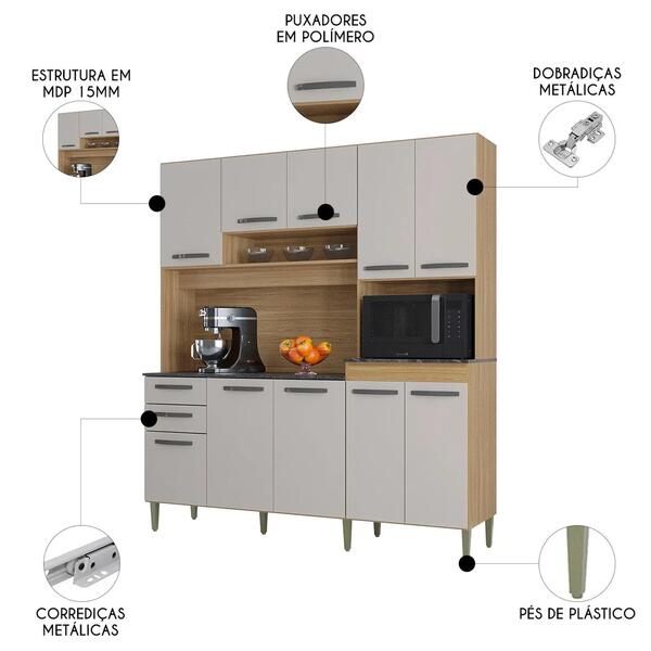 Armário De Cozinha Compacta 180cm Regina Z46 Damasco/off White