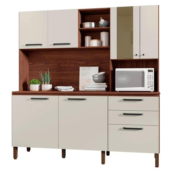 Armário De Cozinha Compacta 182cm Giga Balcão Com Tampo Z06 N