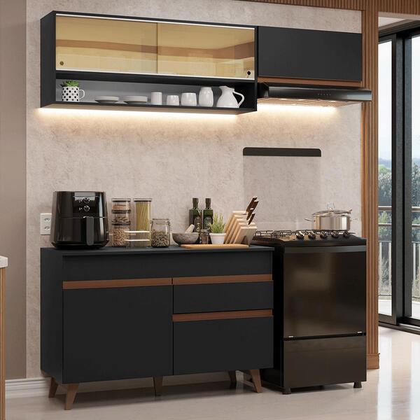 Armário De Cozinha Compacta 190cm Preto Reims Madesa 06