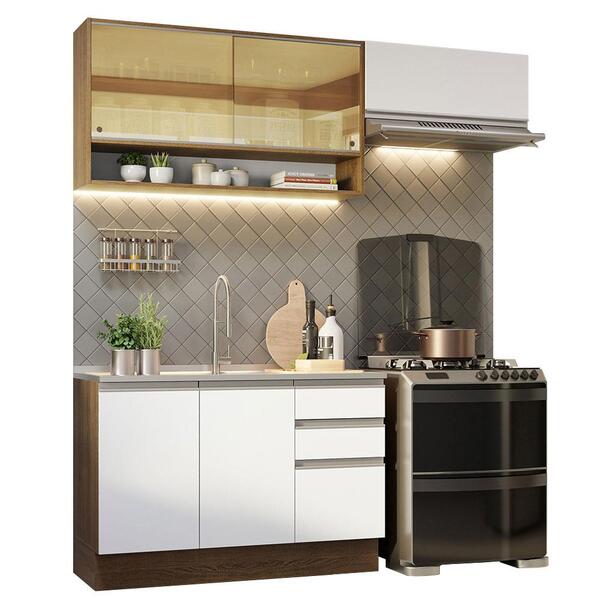 Armário De Cozinha Compacta 200cm Rustic/branco Glamy Madesa 08
