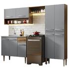 Armário De Cozinha Compacta 229cm Com Pia Rustic/cinza Emilly