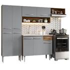Armário De Cozinha Compacta 229cm Com Pia Rustic/cinza Emilly