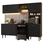 Armário De Cozinha Compacta 235cm Rustic/preto Gourmet Madesa