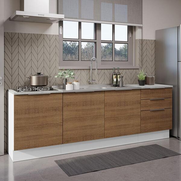 Armário De Cozinha Compacta 240cm Branco/rustic Stella Madesa