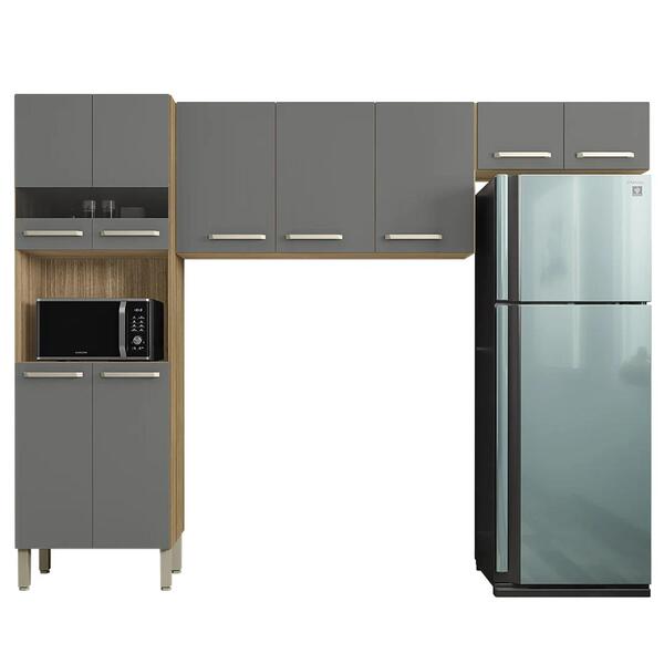 Armário De Cozinha Compacta 251cm Louis Z06 Freijó/gris - Mpo